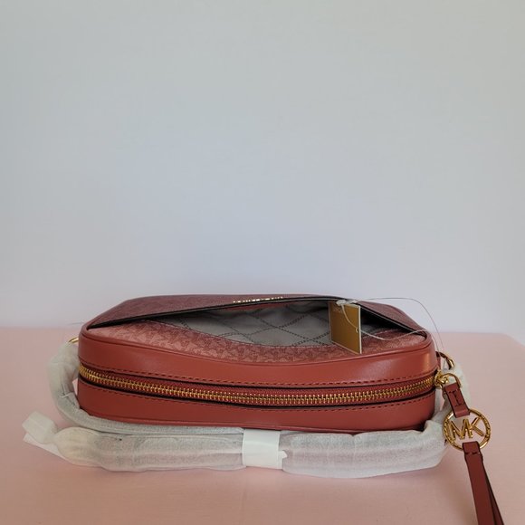 MICHAEL KORS Signature Logo Jet Set Charm Large East West Crossbody-Cinnamon⭐ - Picture 11 of 16